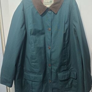 L.L. Bean Green Utility Jacket with Brown Collar